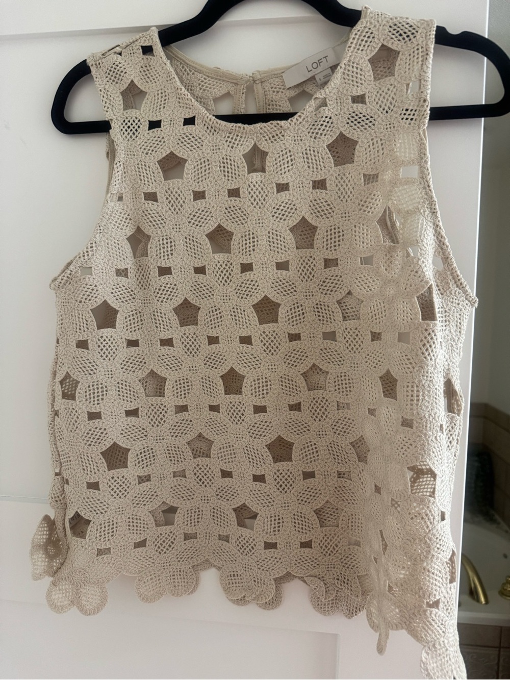 LOFT Crochet Sleeveless Tank in Beige